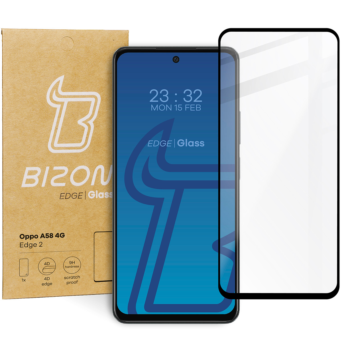 Szkło hartowane Bizon Glass Edge 2 dla Oppo A58 4G, czarne
